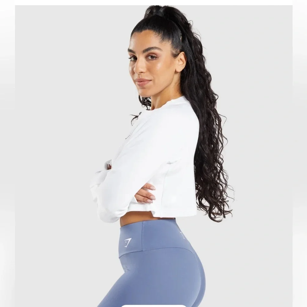 Gymshark Training Cropped Sweater White Athleisure Activewear Women’s XS